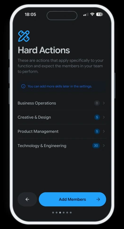 Select actions. screen
